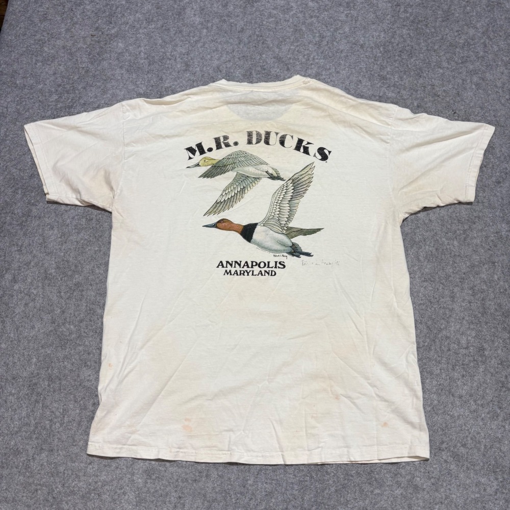 Vintage 1994 MR Ducks Annapolis Maryland T-Shirt XL White Mallard Hunting 90s